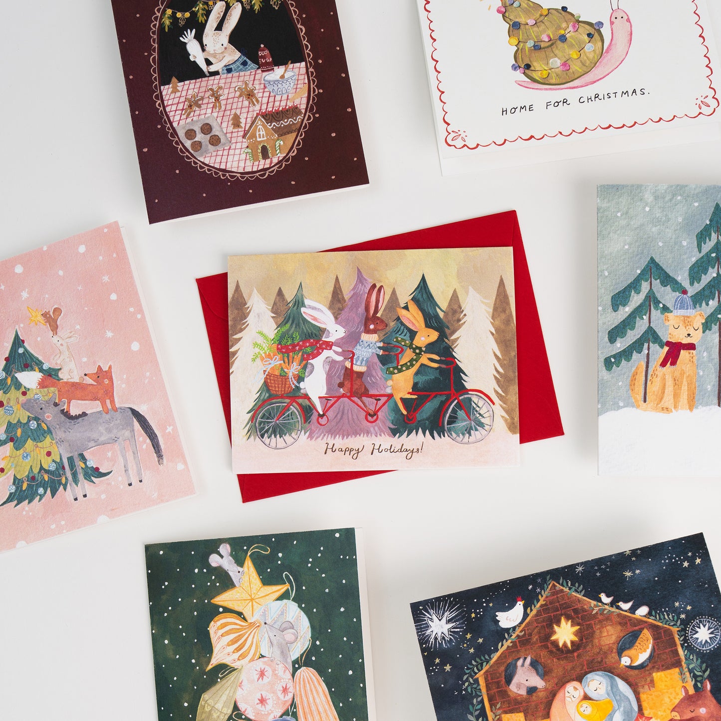 Happy Holidays Bicycle Bunnies Card