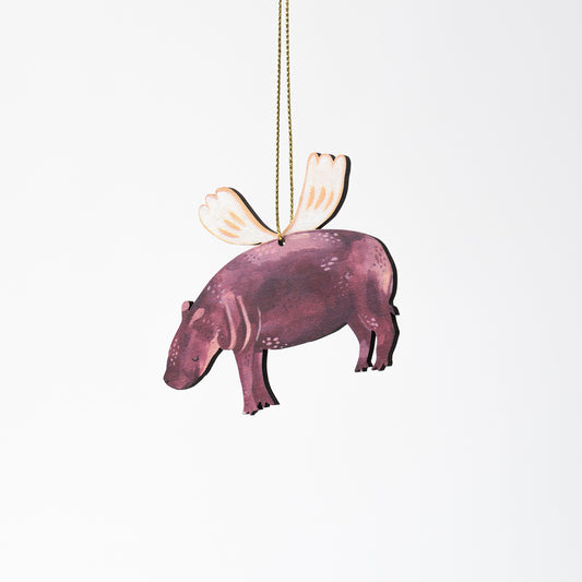 Pygmy on Wings Wooden Ornament