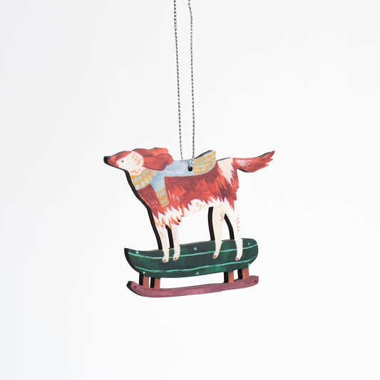 Sled Dog Wooden Ornament