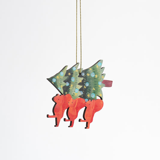 Squirrel Trio Wooden Ornament
