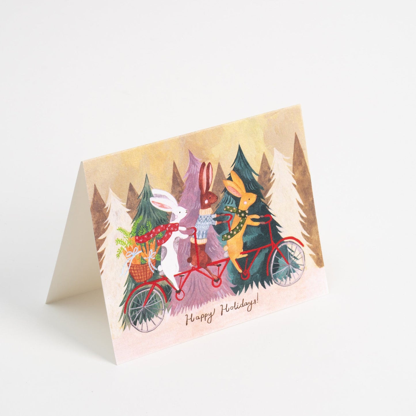 Happy Holidays Bicycle Bunnies Card