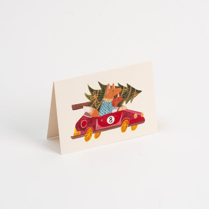 Fox Christmas Car Mini Card
