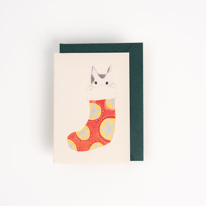 Kitty Stocking Mini Card