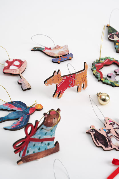 Gingerbread Dog Wooden Ornament