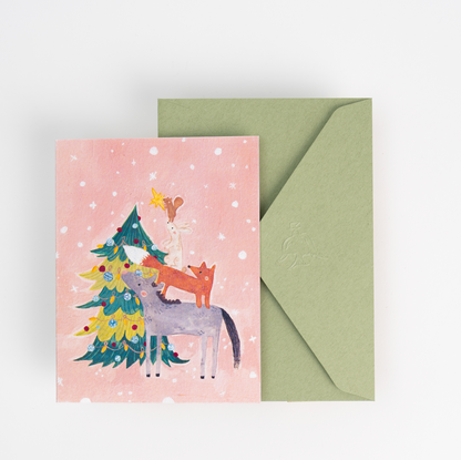 Christmas Tree Animals Card