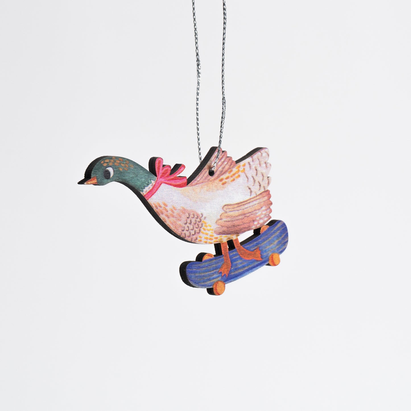 Skateboard Duck Wooden Ornament