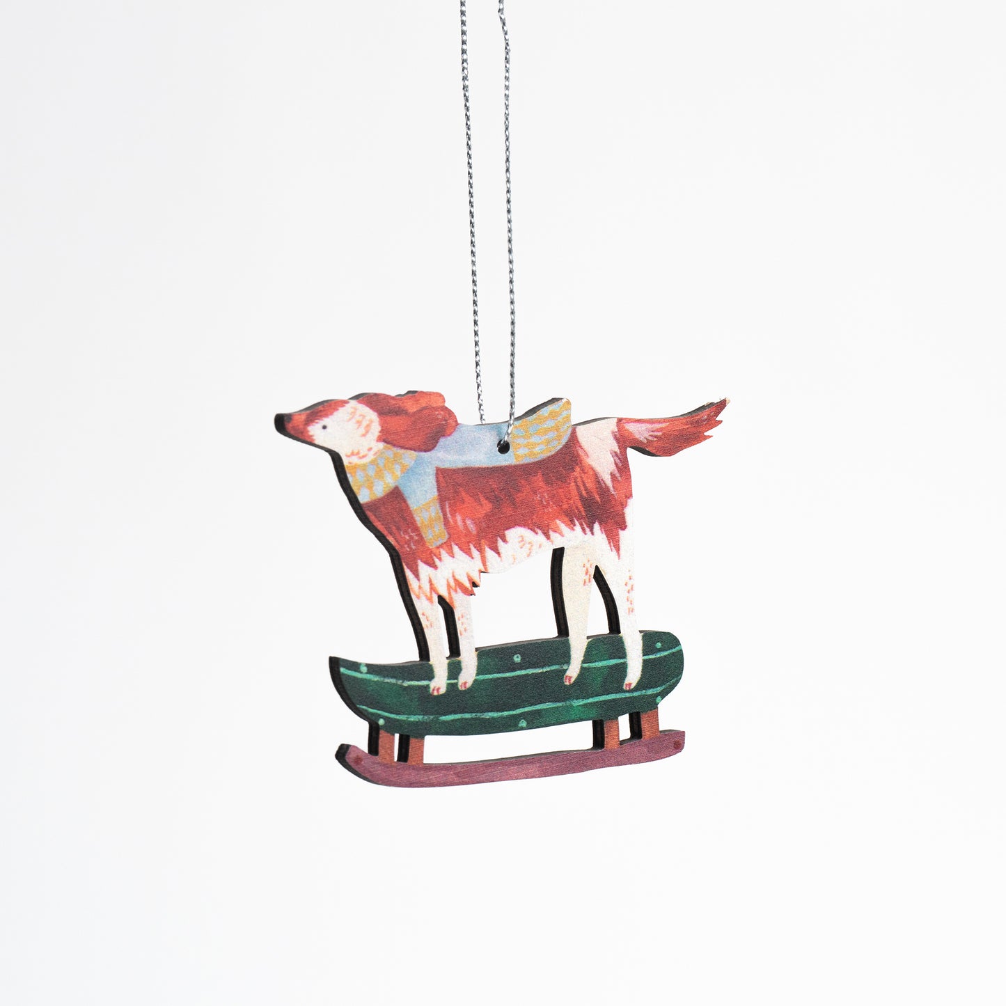 Sled Dog Wooden Ornament