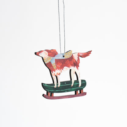 Sled Dog Wooden Ornament