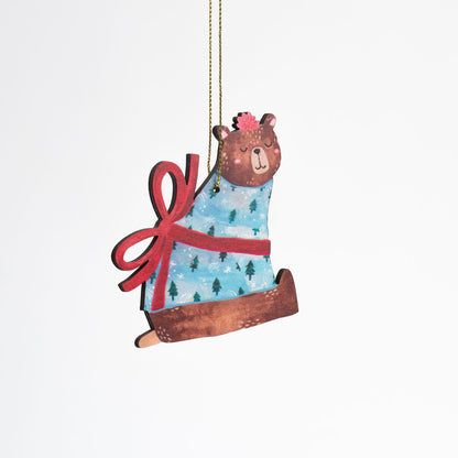 Bear Gift Wooden Ornament